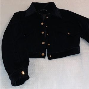 Cropped oversized corduroy jacket